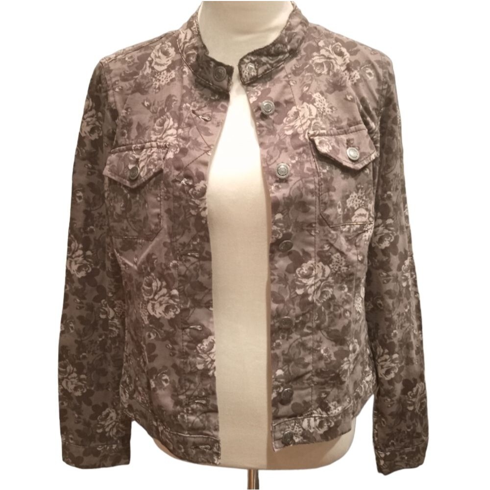 Bandolino Denim floral Penelope brown jacket size Small